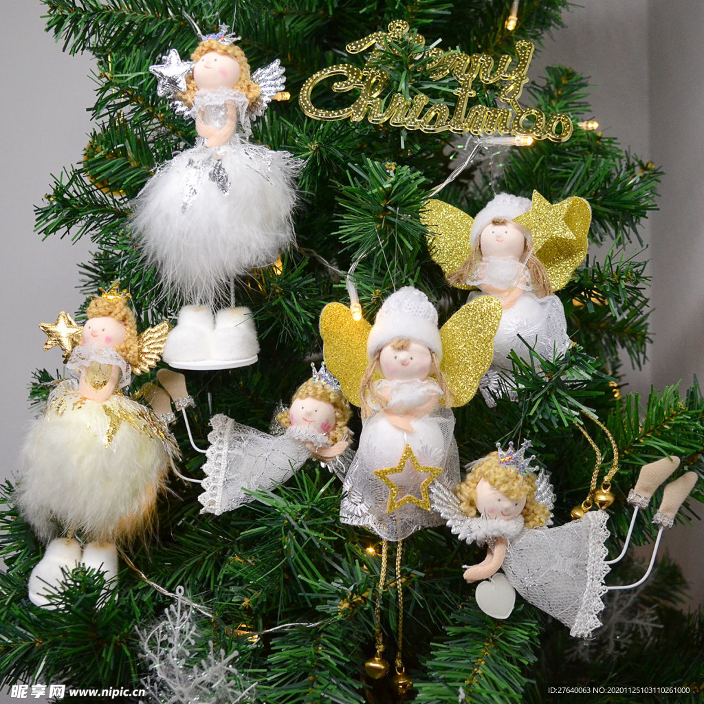 圣诞树挂饰 白色天使