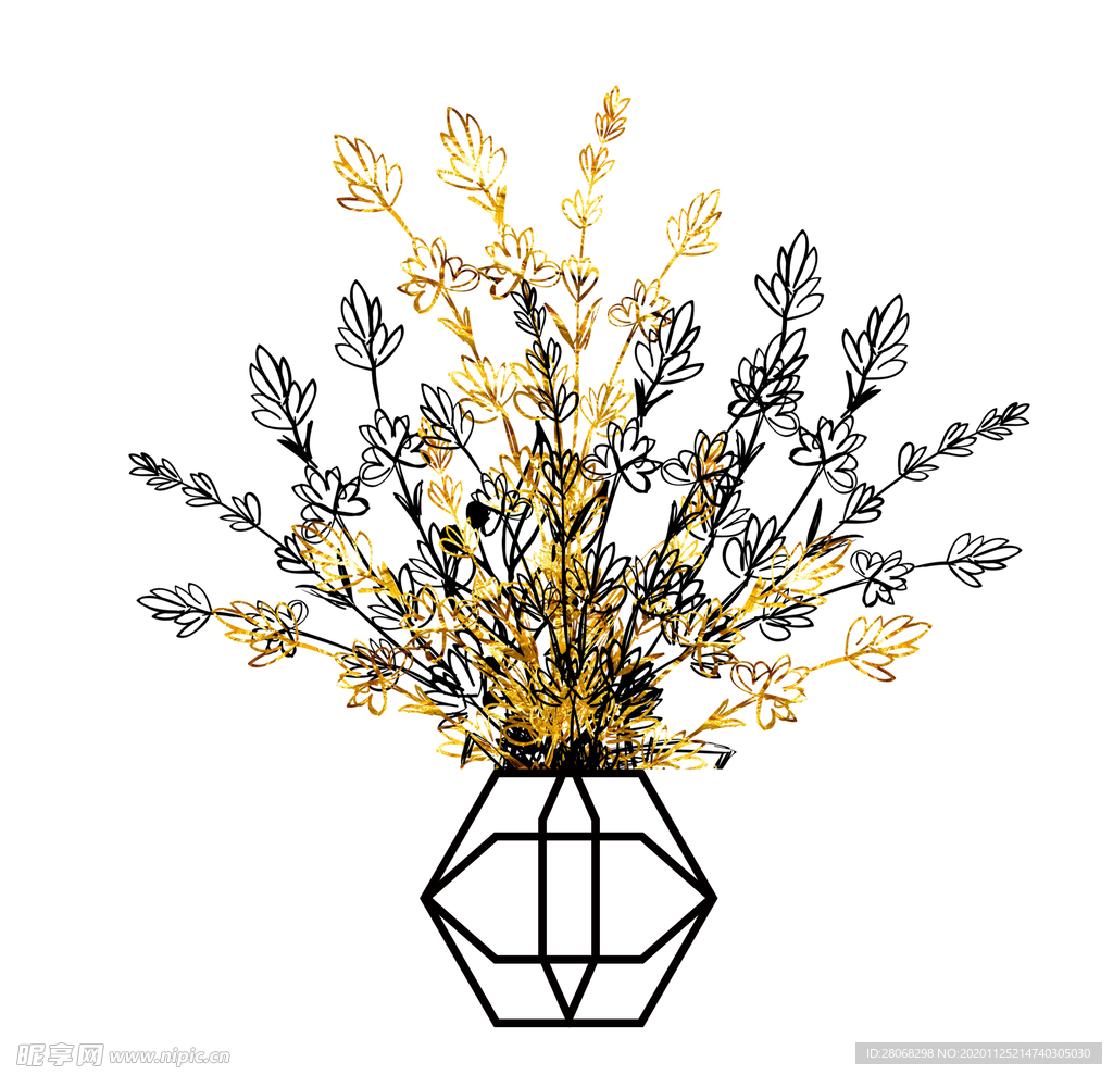 金箔装饰花瓶元素