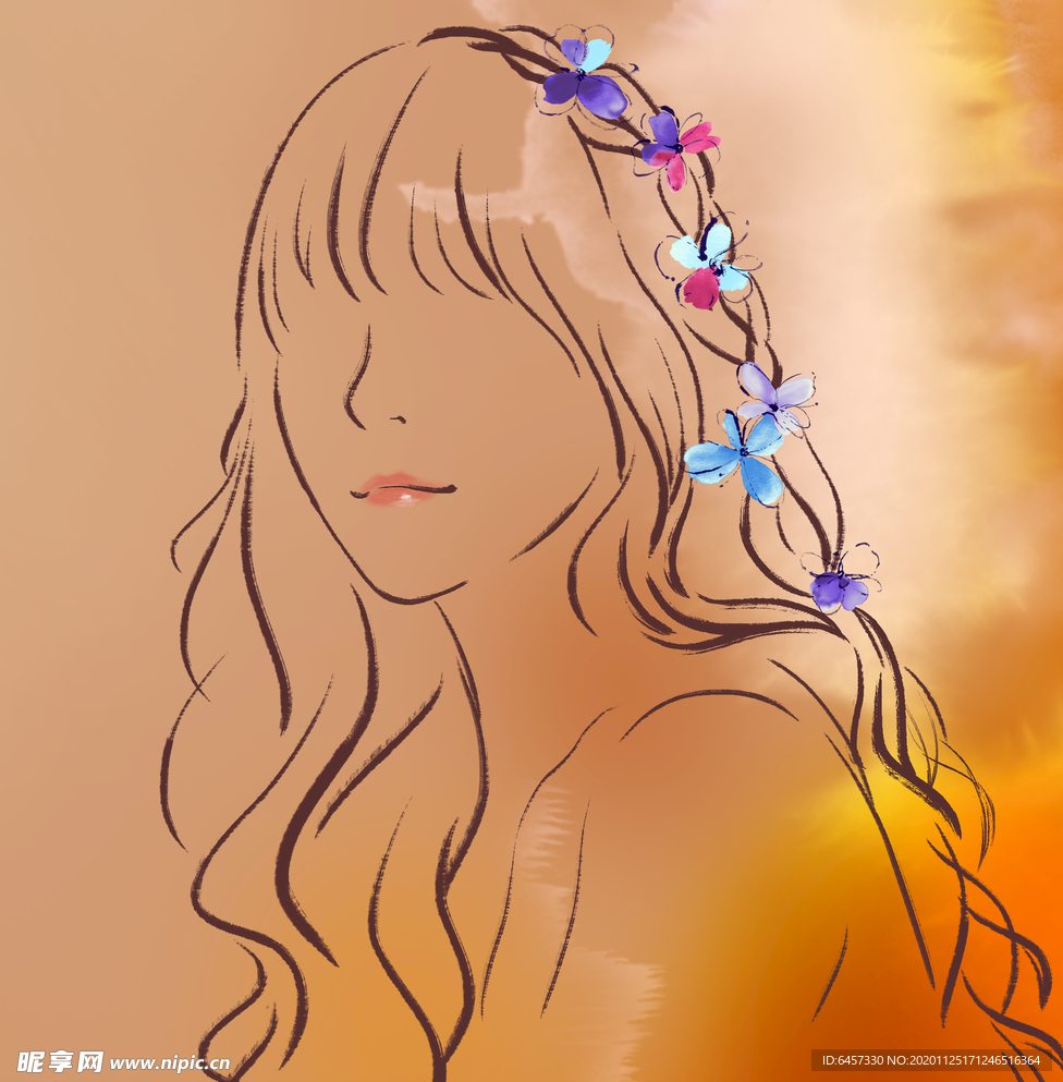 水墨女性元素
