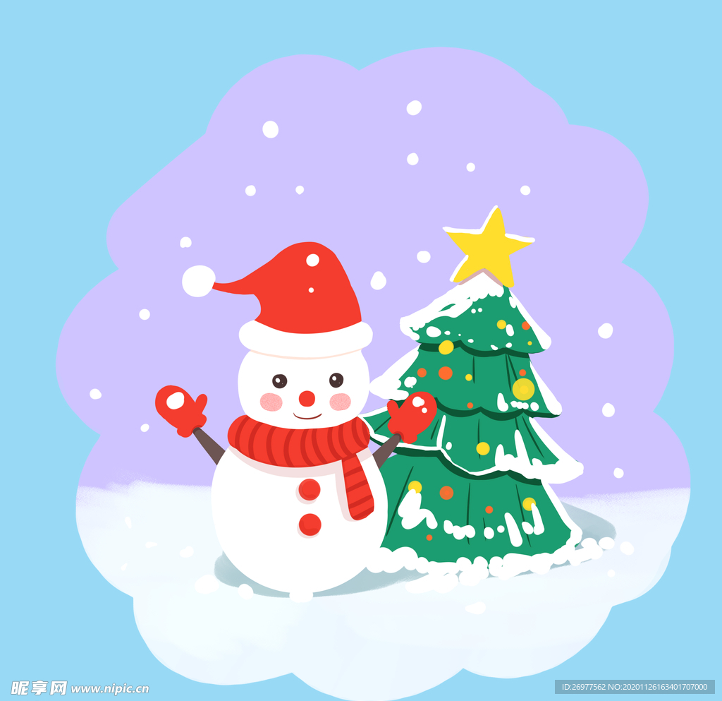 雪人和圣诞树