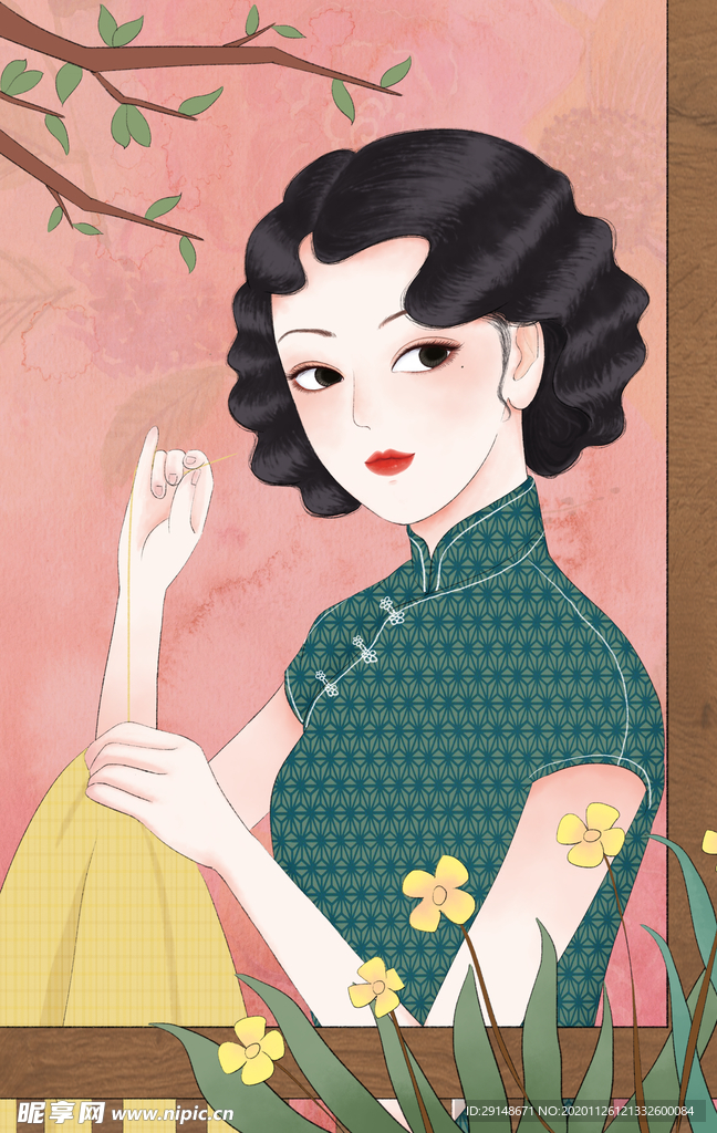 复古民国风古典人物插画