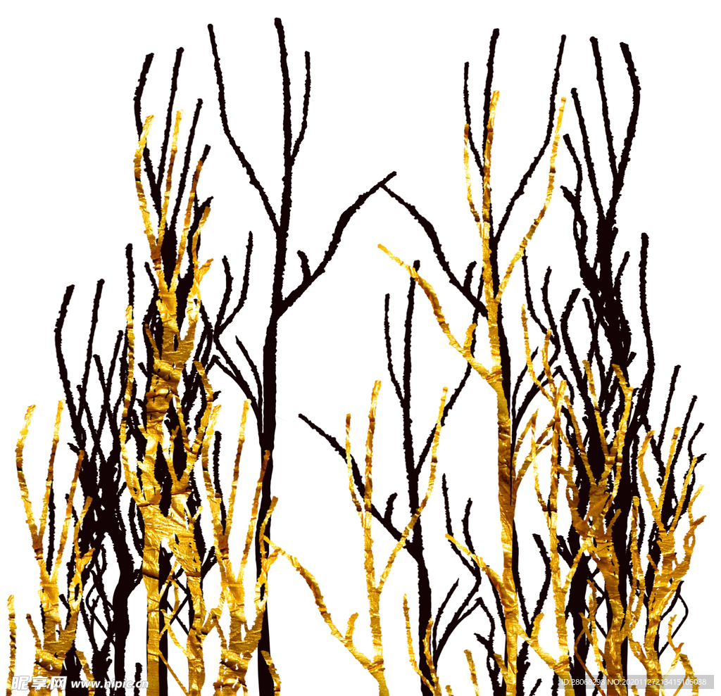 金箔树枝装饰元素