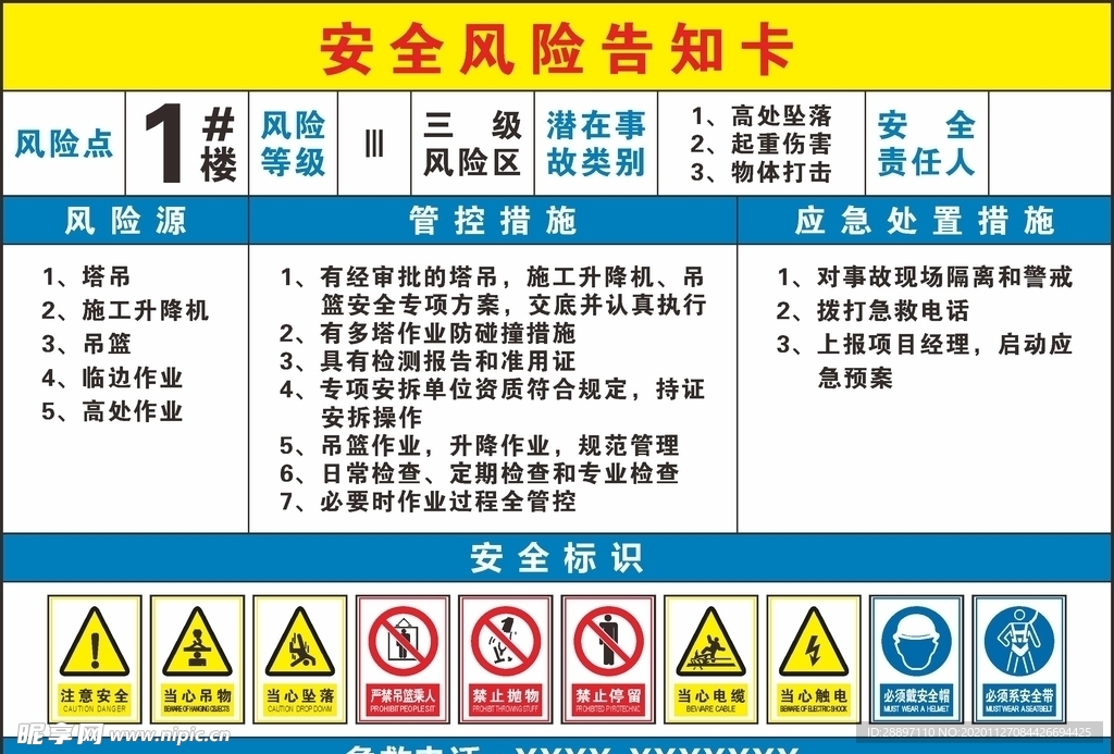 安全风险告知卡
