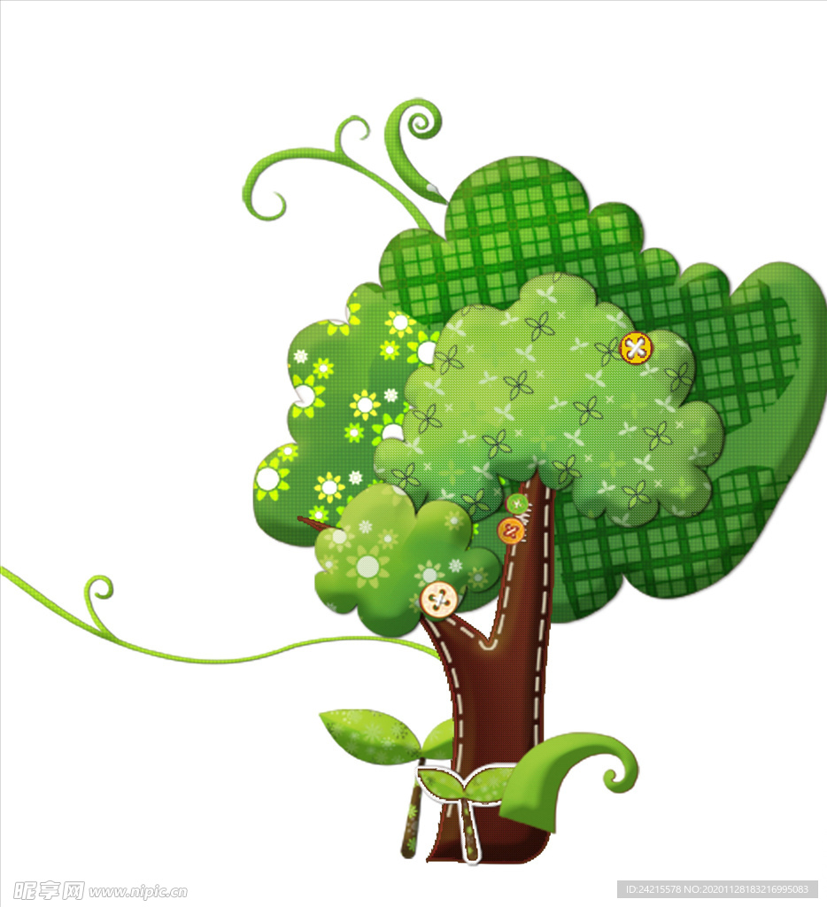 绿色卡通小树
