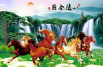 八骏全图山水背景