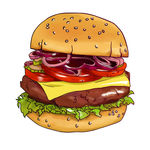 美食汉堡插画素材