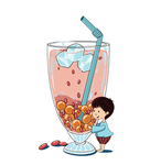 卡通奶茶插画