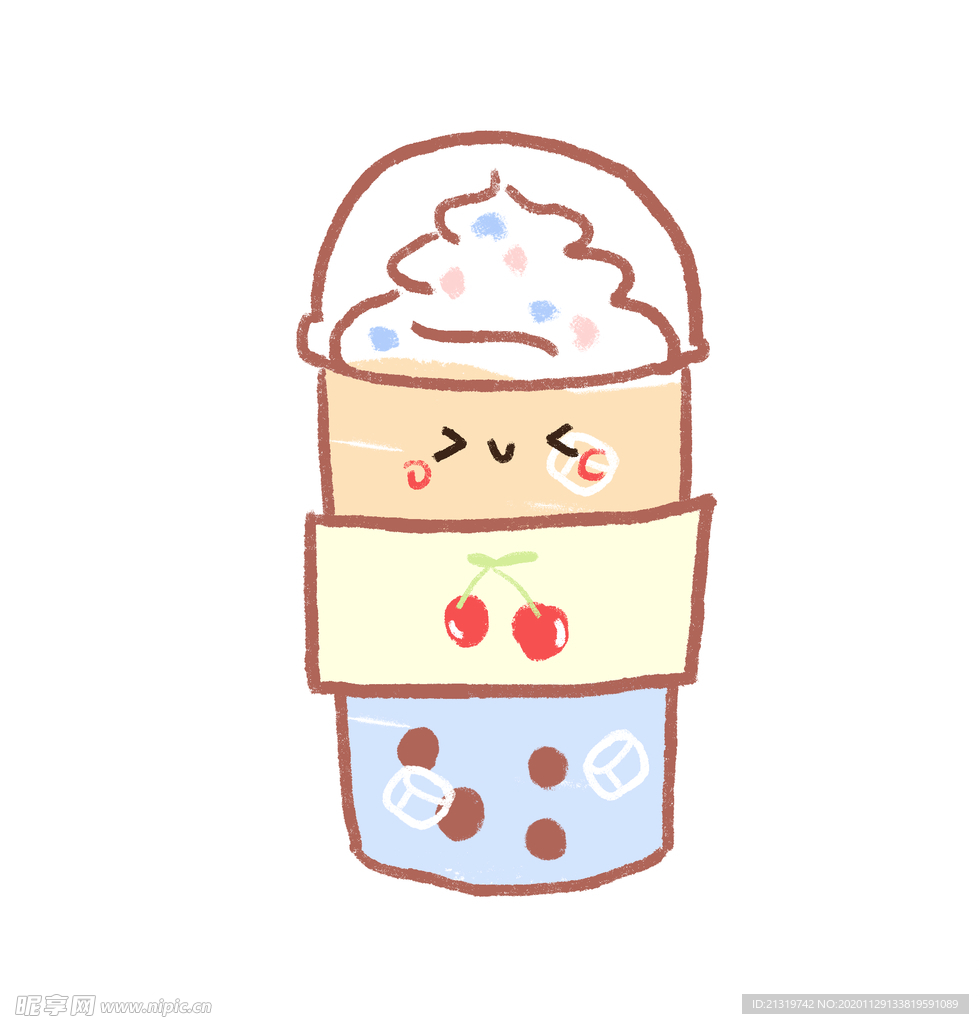 卡通奶茶冰淇淋