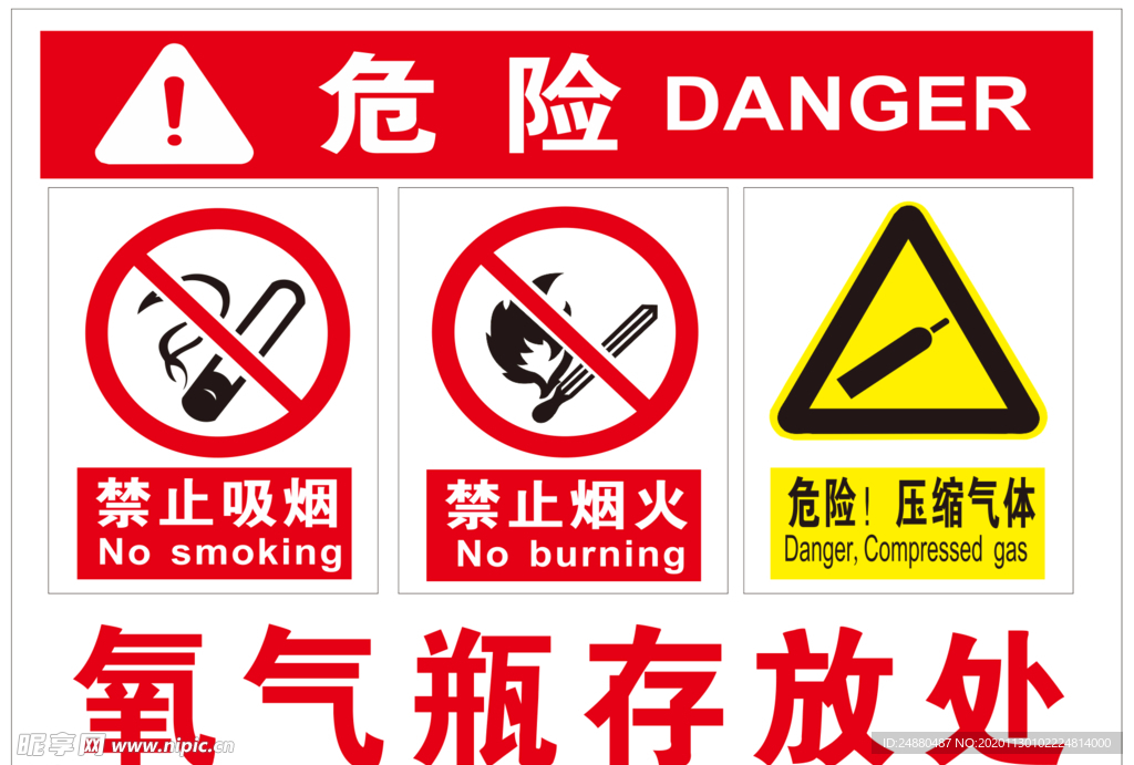 氧气瓶存放处 禁止烟火