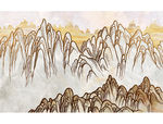 国潮山水黄金山脉山峰背景画