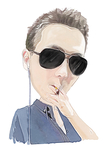 抽烟听音乐的小青年插画