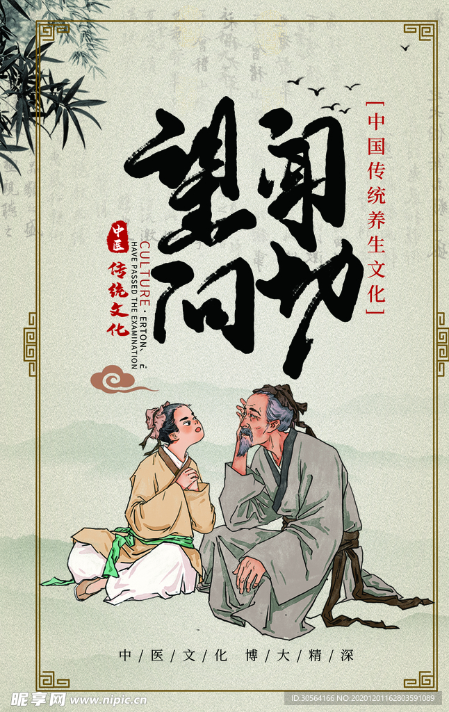 望闻问切中医复古宣传海报素材