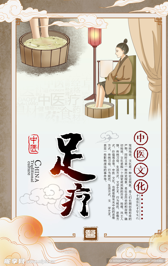 足疗中医复古宣传海报素材