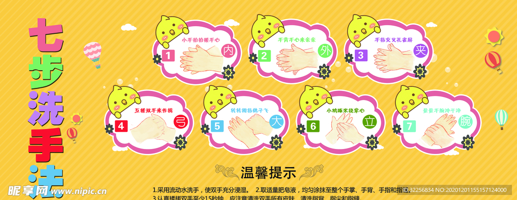 卡通七步洗手法