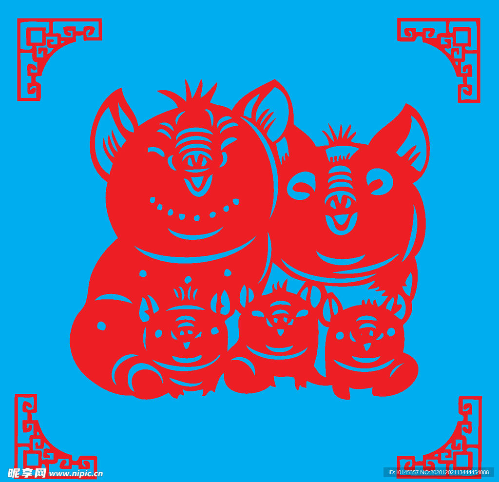 猪剪纸