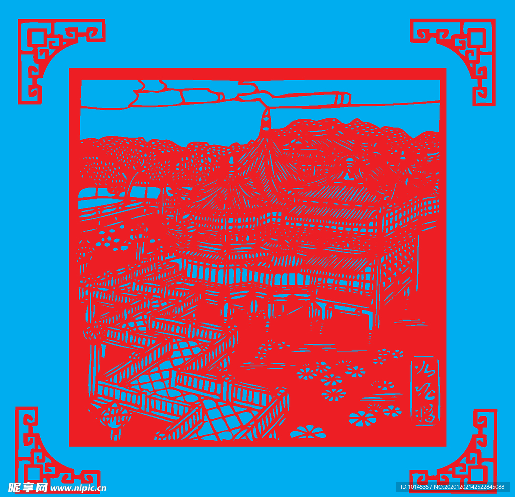 九曲桥剪纸