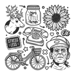 黑白简笔画