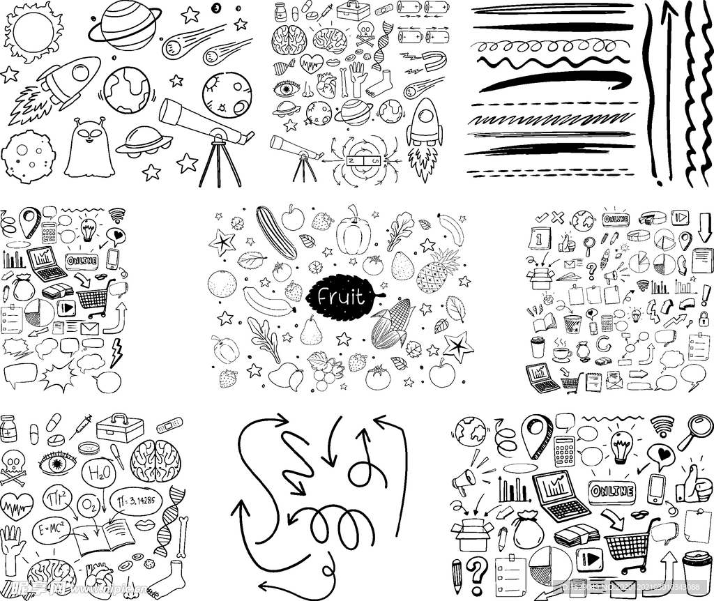 手绘线描素材