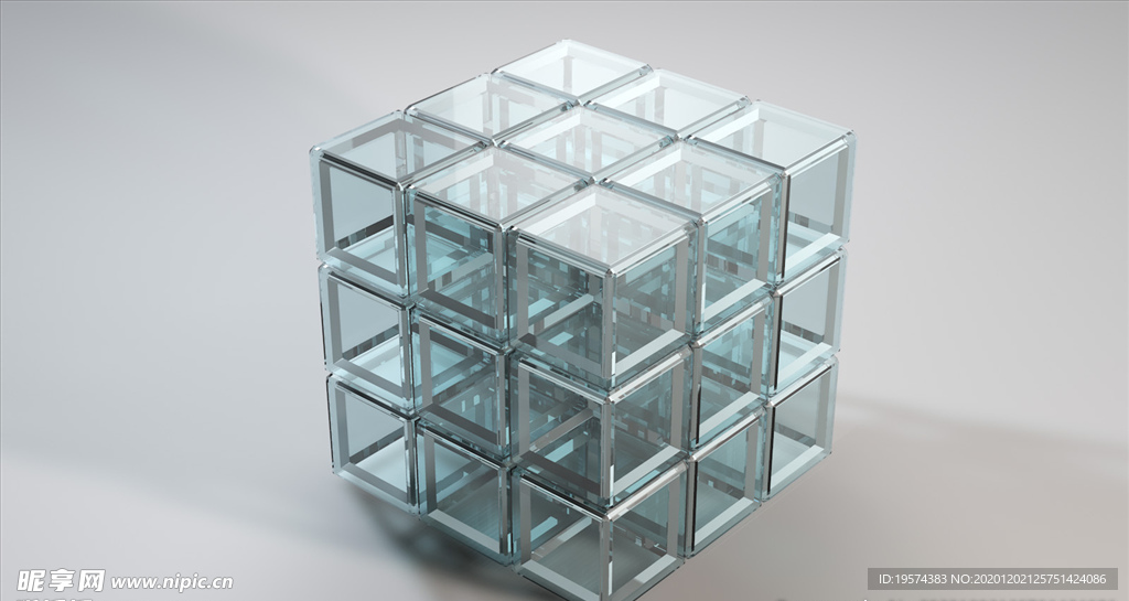 C4D 模型反光立方水晶