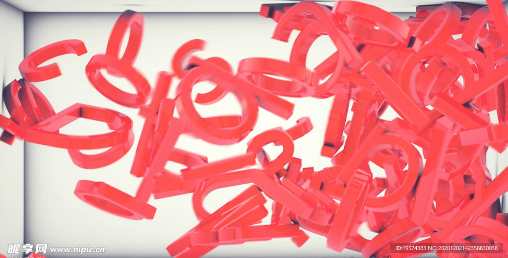 C4D 模型 飞撞的数字