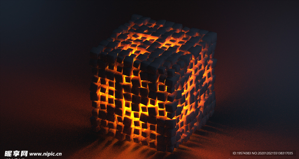 C4D 模型橙色立方体
