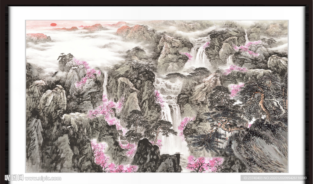 聚宝盆山水画