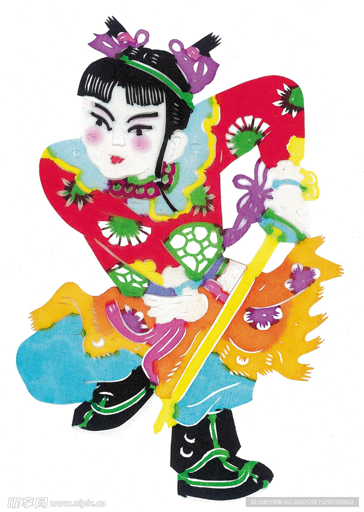 水彩人物剪纸