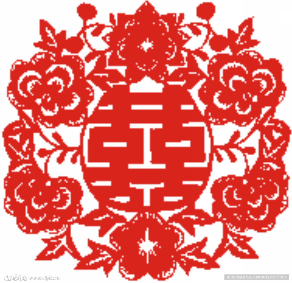 红双喜剪纸