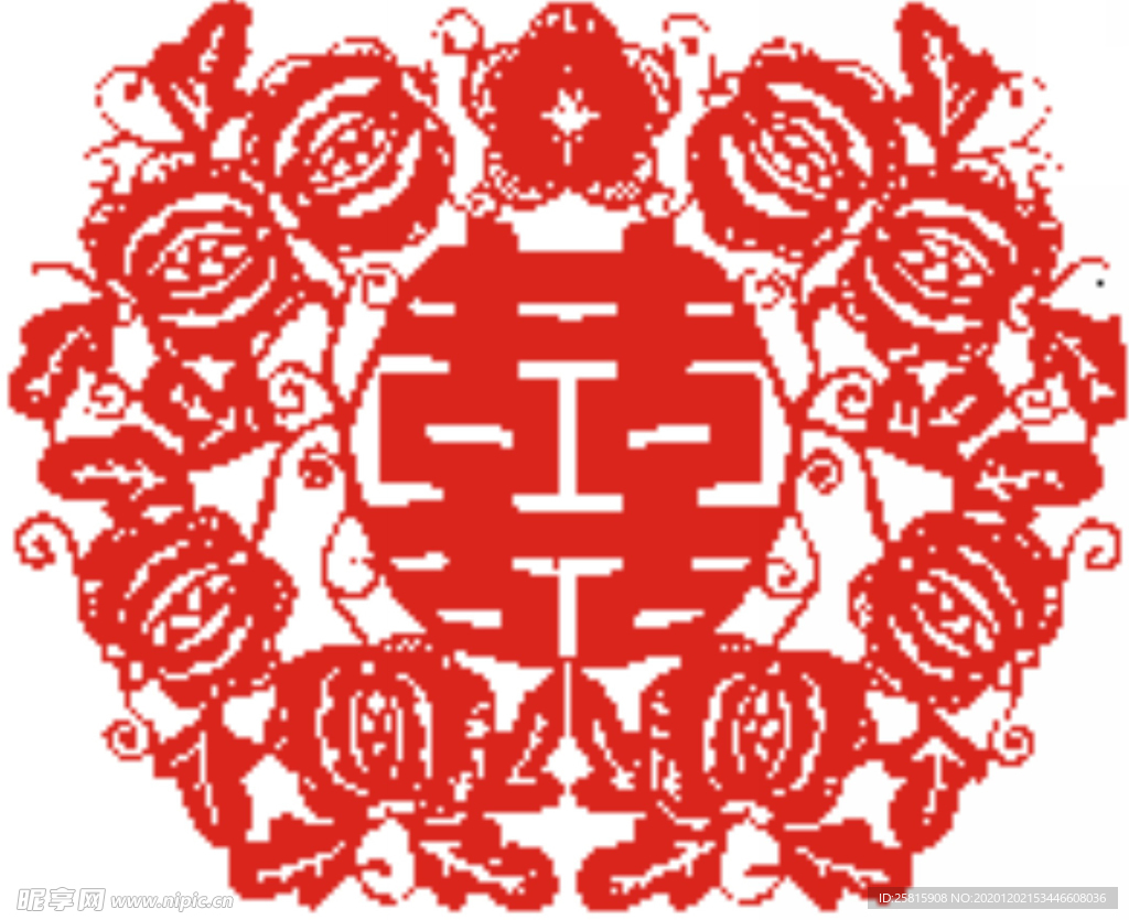 红双喜剪纸