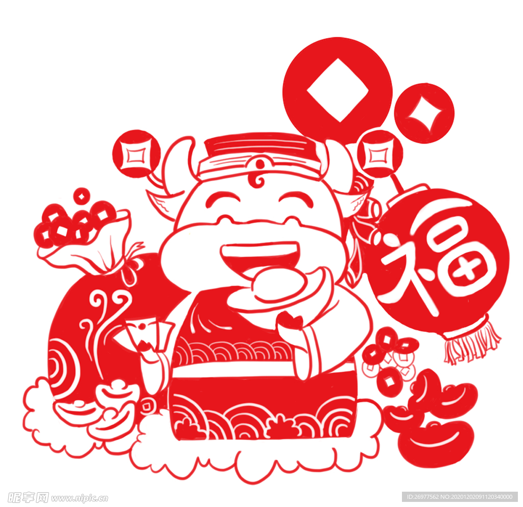 剪纸福牛