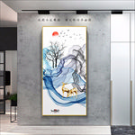 新中式烟雾山水玄关画