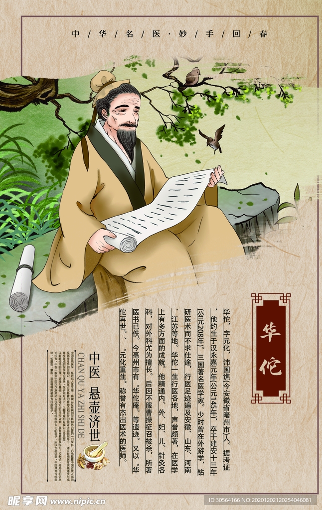 中医人物传统复古海报素材