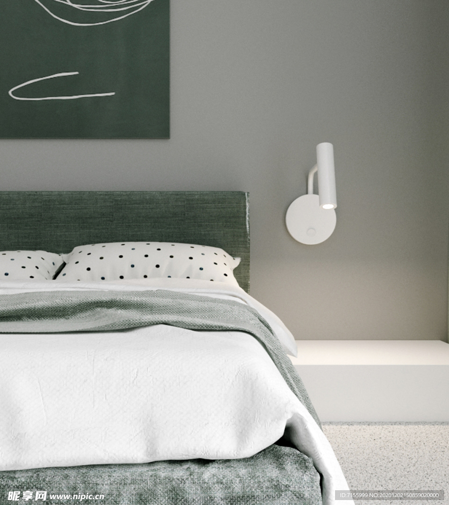 浅绿灰卧室局部