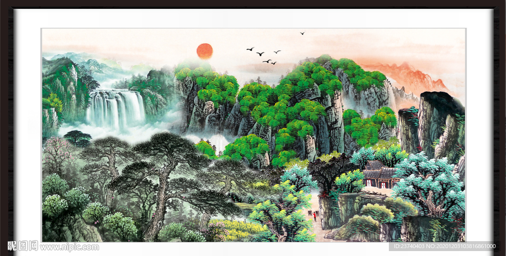 聚宝盆山水画