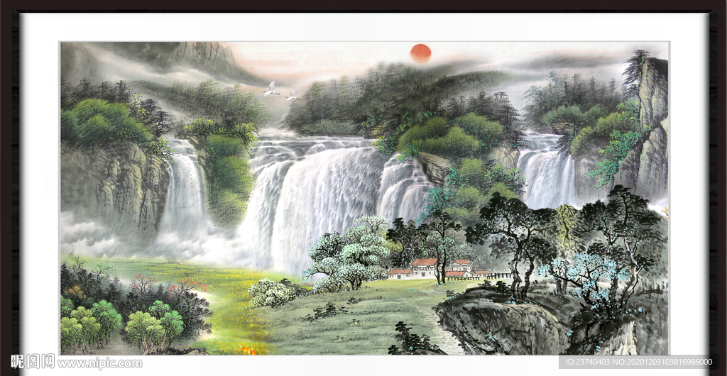 聚宝盆山水画