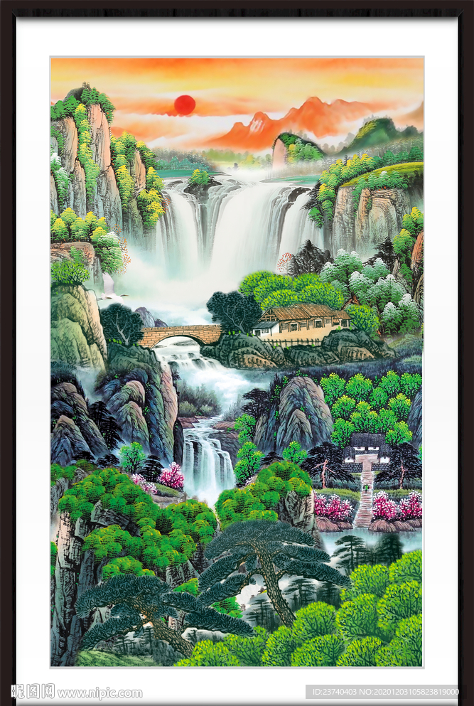 聚宝盆山水画