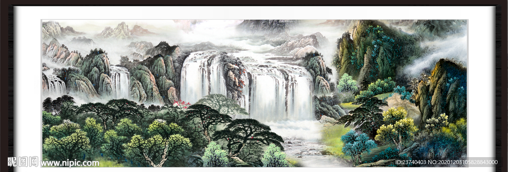 聚宝盆山水画