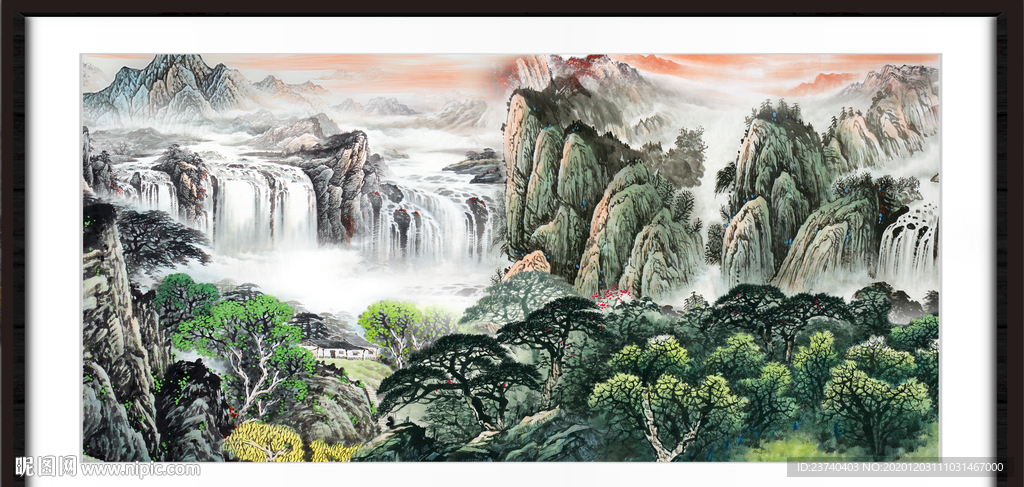 聚宝盆山水画