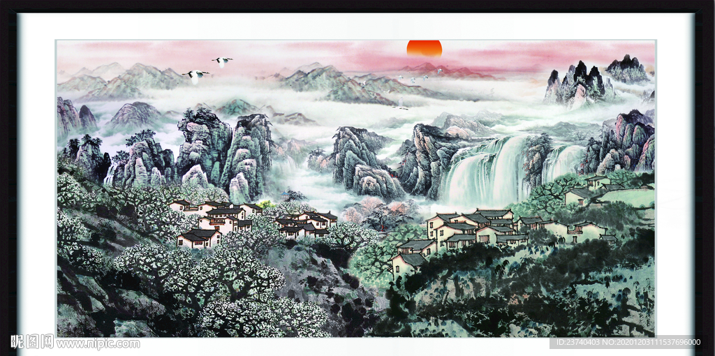 聚宝盆山水画
