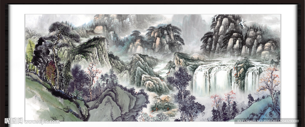 聚宝盆山水画