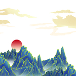 国潮山脉祥云元素