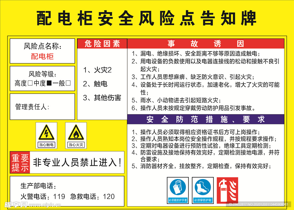 配电柜安全风险点告知牌