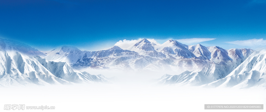 蓝天雪山背景海报