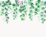 藤条花草简洁绿叶背景装饰墙体画