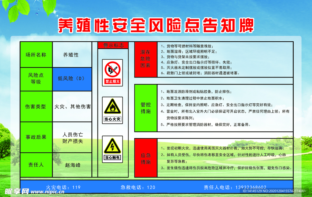 养殖性安全风险点告知牌