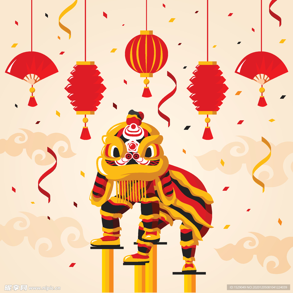 新年舞狮背景