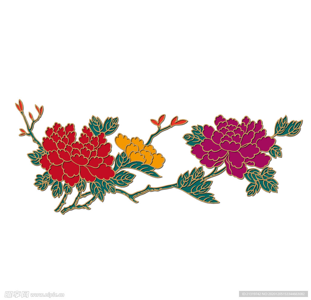 矢量插画牡丹