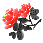 水墨牡丹插画