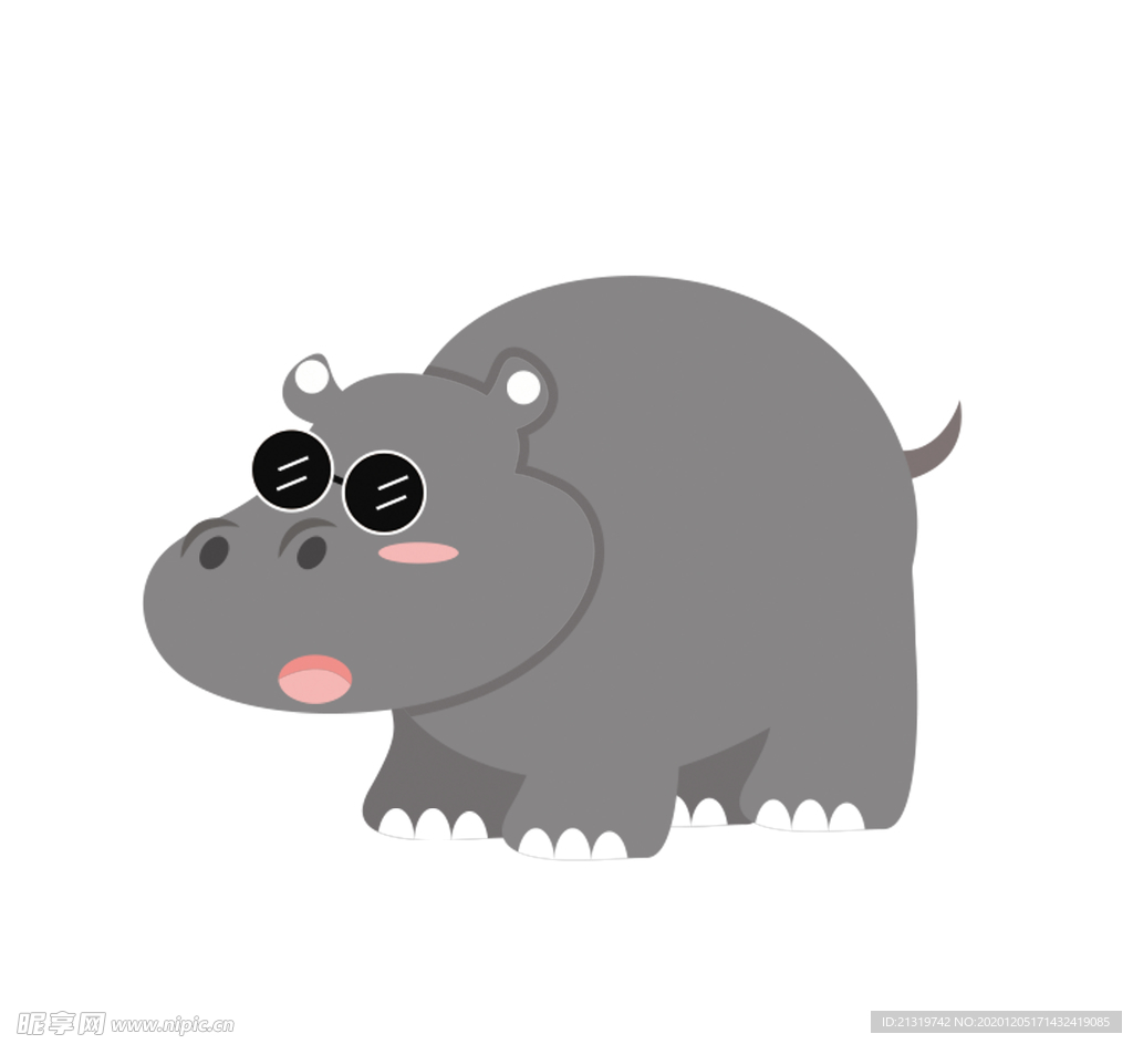 灰色河马插画
