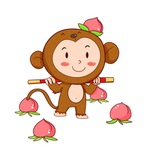 猴子桃子插画